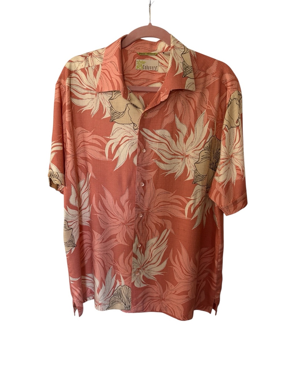 Cubavera Coral Floral Short-Sleeve Camp Shirt